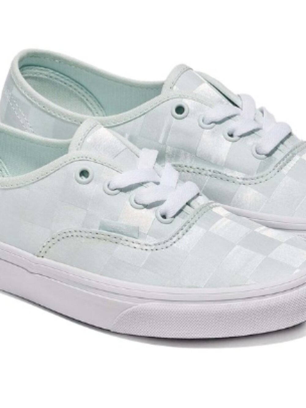VANS Authentic Shoe Women Canvas Blue Green Check Sneaker Skate Low 8.5